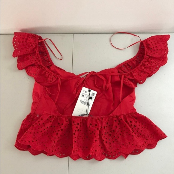 Red Ruffled Women's Top - Picture 6 of 7